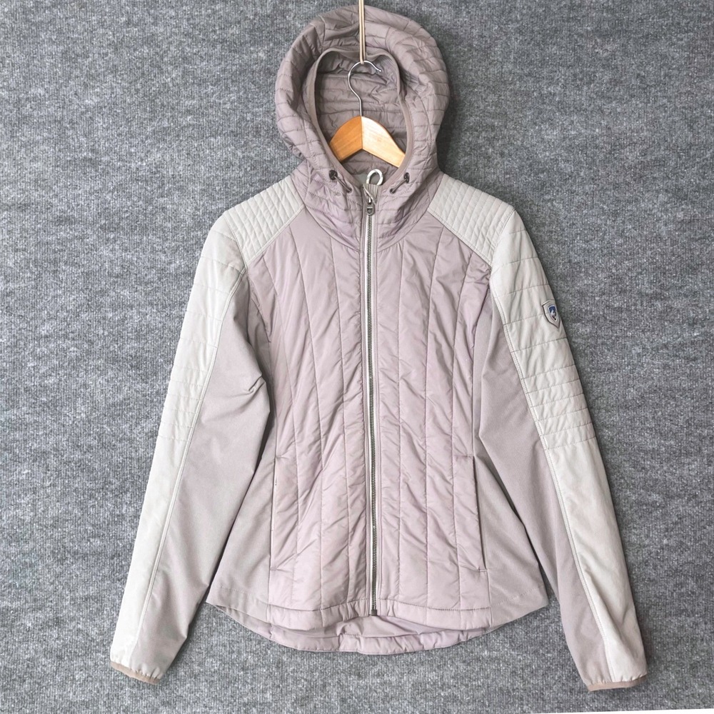 KUHL Projekt Womens Small Taupe Hybrid Quilted Insulated Hooded Jacket 2130